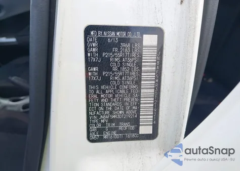 2013 Nissan Juke Sv from USA, damaged, VIN JN8AF5MR3DT219214